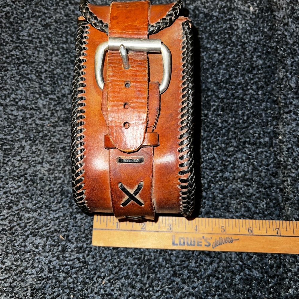 Vintage Belt Bag Handmade Brown Genuine Leather Buckle Bag Satchel Bag - Picture 14 of 15